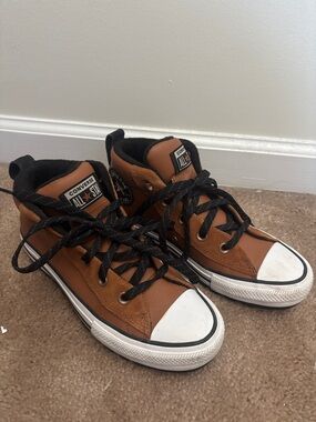 Converse Brown and Black High-Top Sneakers